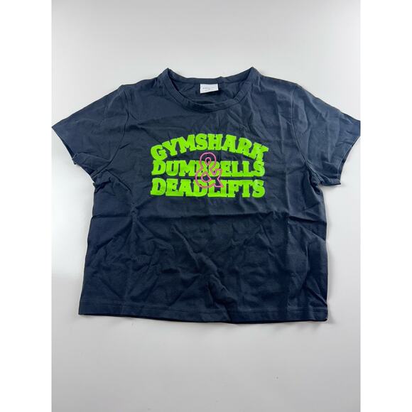 Gymshark Women’s Baby Graphic Tee Short Sleeve Deadlifts & Dumbells Medium Black - Picture 1 of 7